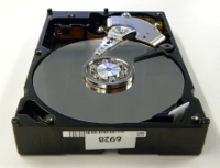 Spinning platters hard disk with cover off